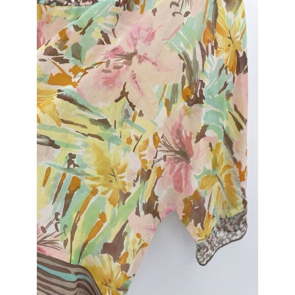 Coldwater Creek 100% Silk Asymmetrical Sheer Floral Blouse Sz S/M Fairycore Boho - Picture 10 of 12